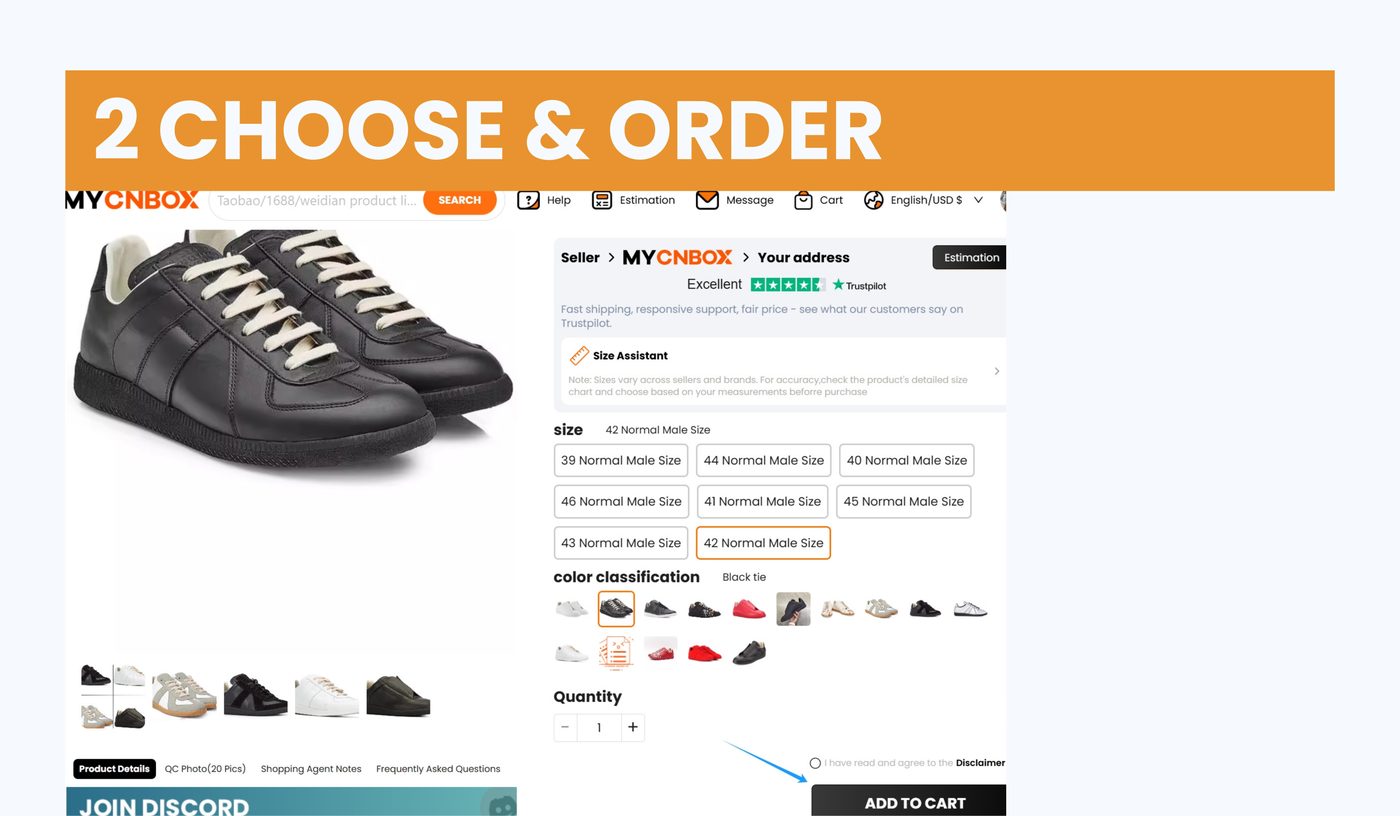 Choose product options on MyCNBox